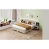 Okak King Floating Platform Bed Frame with Bedside Nightstand Bed with LED Strong Wood Slats No Springs Required Easy to Assemble, Natural - 2 of 4