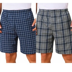 INSPIRE CHIC Men's Summer Lounge Elastic Waist Plaid Sleep Shorts 2 Packs - 1 of 4