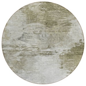 Taupe Beige And Brown Abstract Washable Indoor Outdoor Area Rug - 1 of 4