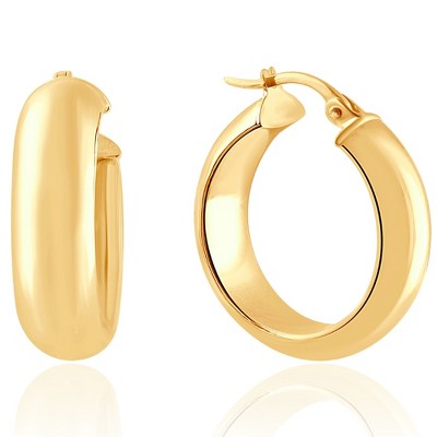 Pompeii3 14k Yellow Gold 5.5mm Small Designer Hoops Women's Earrings 3/4" Tall 2.30grams