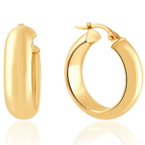 Pompeii3 14k Yellow Gold 5.5mm Small Designer Hoops Women's Earrings 3/4" Tall 2.30grams - 1 of 4