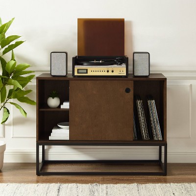 Byron 45'' Brown and Black Modern Vinyl Record Storage Console