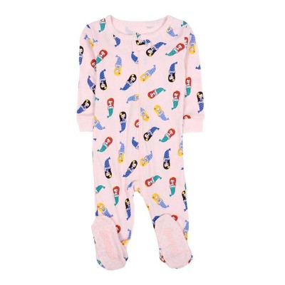 Image of Leveret Footed Cotton Pajamas Mermaid 0-3 Month
