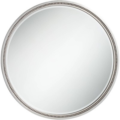 Noble Park Lorraine Silver 32 3/4" Round Beaded Trim Wall Mirror