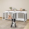 71" White Extra Large Dog Crate Furniture – Indoor Wood Double Cage with Storage Drawers & Divider, Furniture-Style for Living Room - 2 of 4