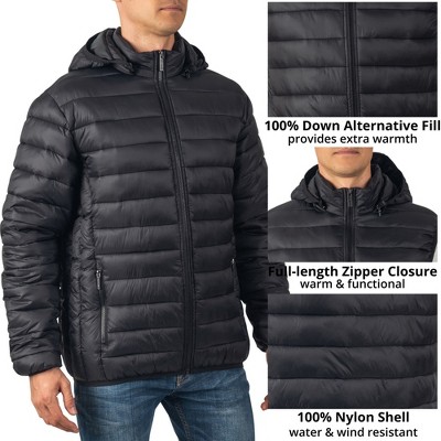 Мужские куртки Alpine Swiss Men’s Lightweight Puffer Jacket with Removable Hood | Milo Winter Coat Packable Water-Resistant Down Alternative Bubble Jacket BLK XL — фото 4