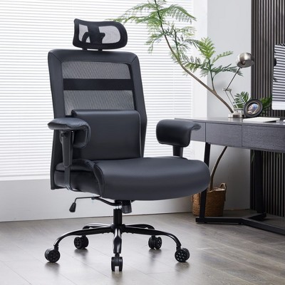 Dsvimoy Task and Office Chair Big and Tall Executive Chair with Adjustable Lumbar Support for Office, Black, 33.46"*25.59"*11.02"