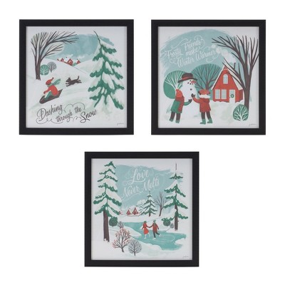 Melrose Framed Winter Wall Art (Set of 3)