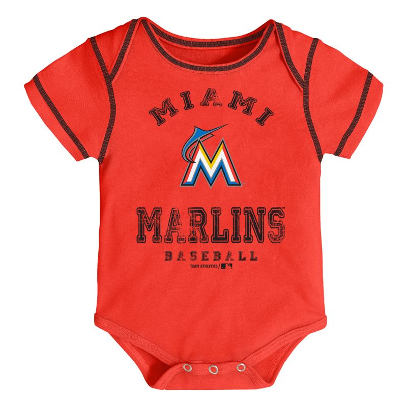 MLB Miami Marlins Baby Boys&#39; 3pk Short Sleeve Bodysuit - 0-3M, 2 of 5