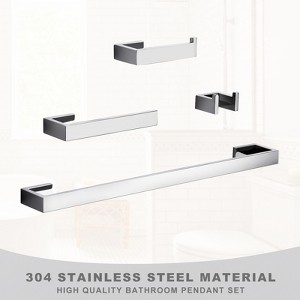 WOWOW 4-Pieces Bath Hardware Set with Hardware Included Toile Paper Holder Towel/Robe Hook Towel Bar/Rack in Brushed Nickel - 1 of 4
