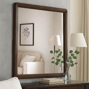 Royal Hampton Dresser Mirror, 32 Inch Rectangular Frame, Round Edges, Brown Wood - 1 of 4