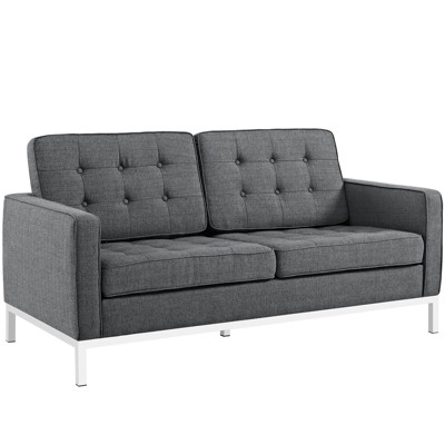 Loft Upholstered Fabric Loveseat Gray - Modway