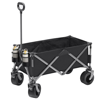 SKONYON Foldable Wagon Cart Collapsible Heavy Duty Utility Cart Extra Large Wheels, Holds Up to 600 Pounds
