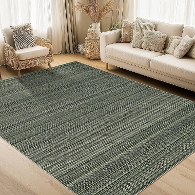 GustoWave Various sizes Modern Stripe Machine Washable Area Rug for Bedroom, Living Room, Green