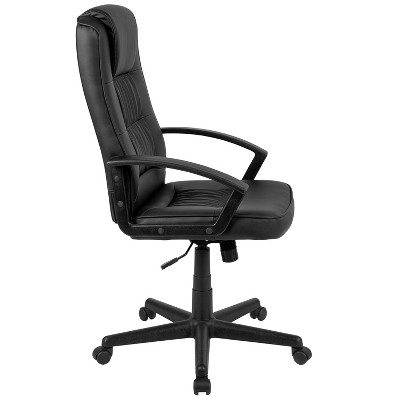 Contemporary High Back Swivel Leather Task Chair with Nylon Base