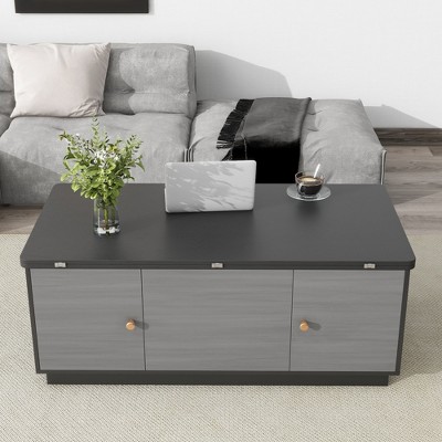 Modern Multifunctional Rectangular Lift Coffee Table with Storage, Dark ...