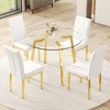 5-Piece Dining Set with Tempered Glass Table and 4 PU Armless Chairs - 3 of 4