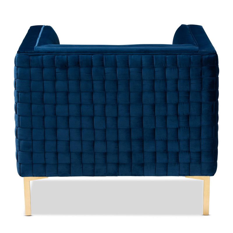 Seraphin Velvet Upholstered Chair Blue/Gold - Baxton Studio, 3 of 11