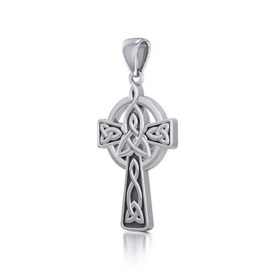 Slickblue Silver Celtic Cross Necklace with Trinity Knot – Irish Christian Pendant with 18-Inch Chain