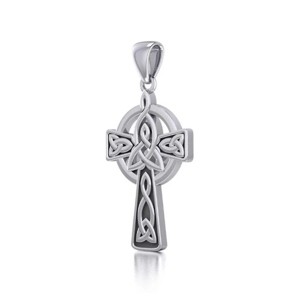 Slickblue Silver Celtic Cross Necklace with Trinity Knot – Irish Christian Pendant with 18-Inch Chain - 1 of 3