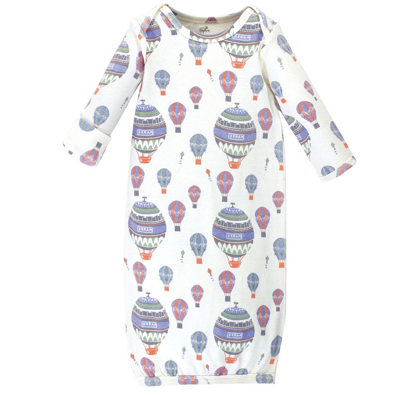 Touched by Nature Baby Boy Organic Cotton Long-Sleeve Gowns 3pk, Hot Air Balloon, 4 of 6