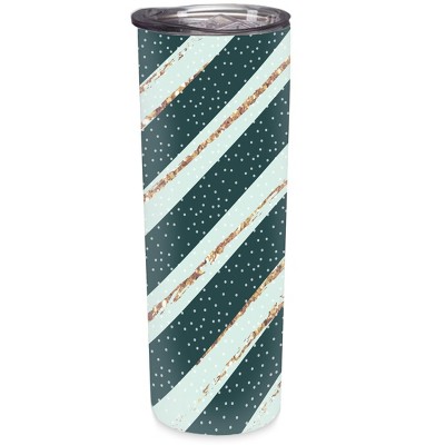 Elanze Designs Diagonal Stripe Deep Green 20 ounce Stainless Steel Travel Tumbler