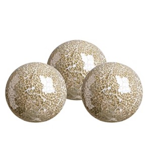 Whole Housewares 4'' Decorative Balls for Centerpiece Bowls - Set of 3 - Gold - 1 of 4