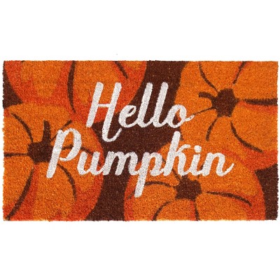 RugSmith White Machine Tufted Hello Pumpkin Doormat