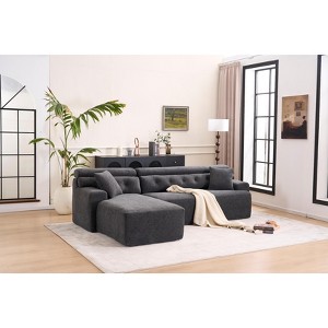 105" L-Shaped Convertible Sectional Sofa Couch, Modular 3-Seater with 2 Pillows for Apartment Living Room Bedroom - 1 of 4