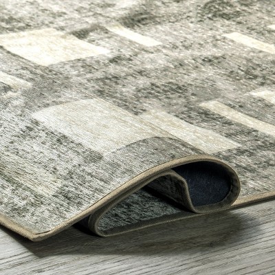Gray Geometric Flat Woven Round Cotton Area Rug