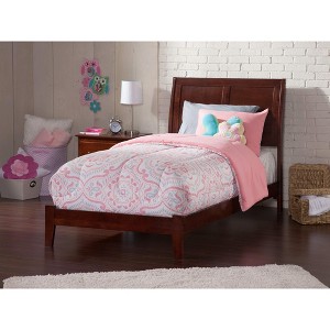 AFI Furnishings Portland Twin Traditional Bed with Open Footboard and Turbo Charger in Walnut - 1 of 4