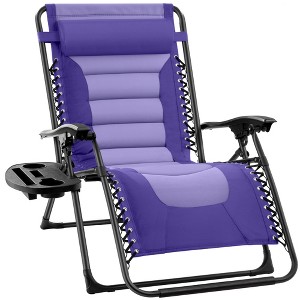 Best Choice Products Oversized Padded Zero Gravity Chair, Folding Outdoor Patio Recliner w/ Side Tray - 1 of 4