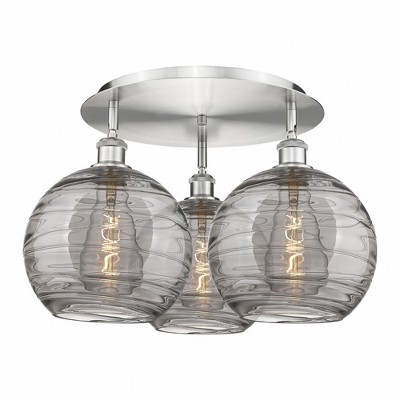 Athens Deco Swirl - 3 Light Flush Mount In Industrial Style-12.63 Inches Tall and 21.75 Inches Wide