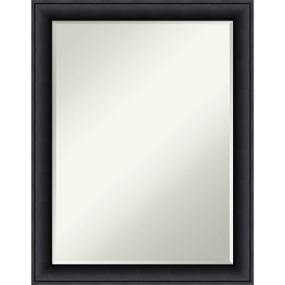 Amanti Art Nero Black Petite Bevel Wood Bathroom Wall Mirror 27.5 x 21.5 in.