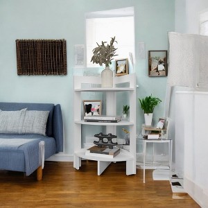 Alilang 15.20 Inch Three-Tier Corner Storage Shelf Unit for Space-Saving Organization-White - 1 of 4