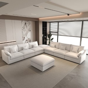 Modular Sectional Sofa with Ottoman,156" U Shaped Down Filled Cloud Couch,8 Seater Convertible Living Room Sets,Cover Washable and Replaceable - 1 of 4