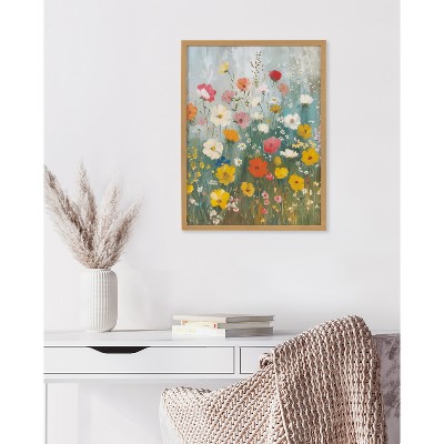 Boho Wildflower Garden Print with Gold Frame, 12x16