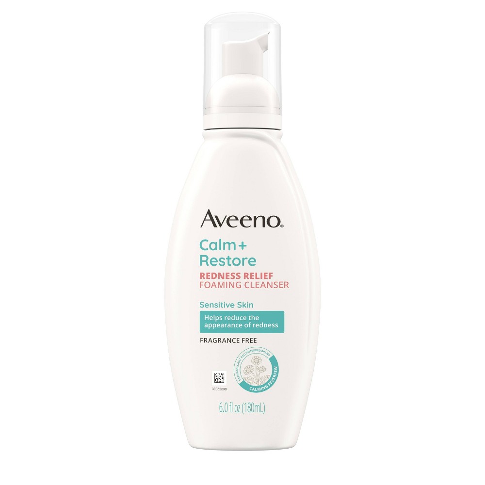 Photos - Cream / Lotion Aveeno Calm + Restore Redness Relief Foaming Cleanser with Fewerfew - Frag 