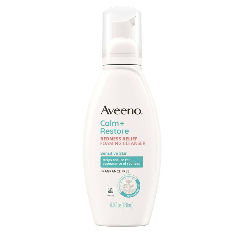 Aveeno Calm + Restore Redness Relief Foaming Cleanser with Fewerfew - Fragrance Free - 6 fl oz, 1 of 14