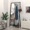 KWPZQEB Coat Rack with Mirror & Storage Shelf, Freestanding Hall Tree with Hooks for Entryway, Bedroom, Office, Metal Clothes Hanger Stand - Black - 4 of 4