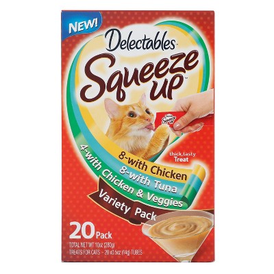 Delectables Squeeze Up Tube with Vegetable, Chicken and Tuna Flavor Cat Treats - 20ct/10oz