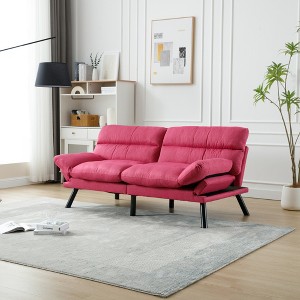 Teddy Velvet Convertible sofa couch, Folding Futon Couch Sofa Bed, with Metal Legs for Living Room, for Compact Living Space,Dorm,Apartment,Bedroom - 1 of 4