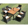7-Piece Patio Wicker Dining Set, Outdoor Furniture with Acacia Wood Top Table, Black 4M - ModernLuxe - 4 of 4