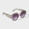 Women's Crystal Metal Temple Detail Round Sunglasses - A New Day™ Sage Green - 2 of 2