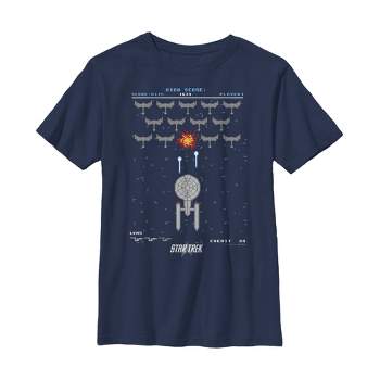 Boy's Star Trek Enterprise Pixel Video Game Battle T-Shirt
