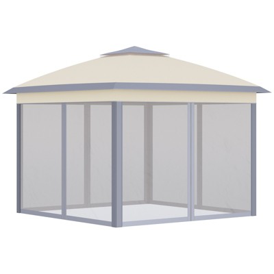 VisioGear 11'*11' Pop Up Canopy Tent with Netting and Carry Bag, Instant Gazebo Sun Shelter for Parties, Patio, Beige, 130"*130"*113.5"