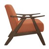Fabric Upholstered Accent Chair with Attached Back and Seat Cushions, Foam Padding, Solid Rubberwood Frame and Walnut Finish - 3 of 4