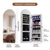 Fredees Arched LED Mirror Jewelry Cabinet, Wall or Over-the-Door Mounted Armoire with Full-Length Mirror & Jewelry Storage - 2 of 4