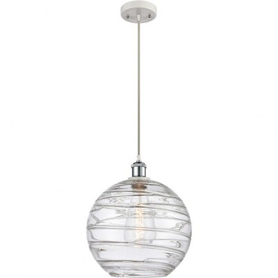 Athens Deco Swirl - 1 Light Cord Hung Mini Pendant In Industrial Style-15 Inches Tall and 12 Inches Wide