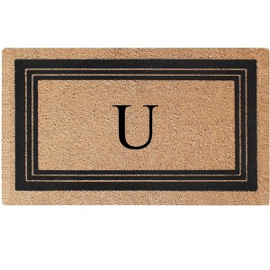 A1HC Natural Coir and PVC Backing 18"x30" Classic Border Monogrammed Flock Door Mat, Anti-Shed Doormat - 1 of 4